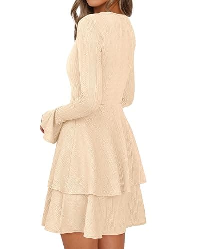 PRETTYGARDEN Womens Fall Fashion 2025 Long Bell Sleeve Mini Sweater Dress Casual Crewneck A Line Knit Short Cocktail Dresses thumbnail 4