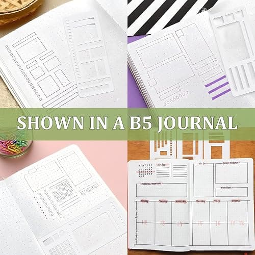 Handmade Flexible Record Template, Set of Templates for Diary Planning, 3-Pack Stencils Drafting Tools, for Diaries, Scrapbooks, DIY Handicrafts (B) thumbnail 6