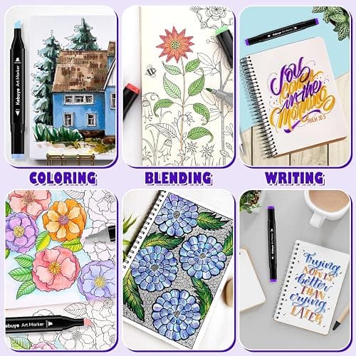 48 Colors Alcohol Markers Set, Dual Tips Blender Art Markers for Drawing Sketching Coloring Artist Pens and Underlining, Professional Permanent Sketch Markers for Kids Adult Coloring thumbnail 7