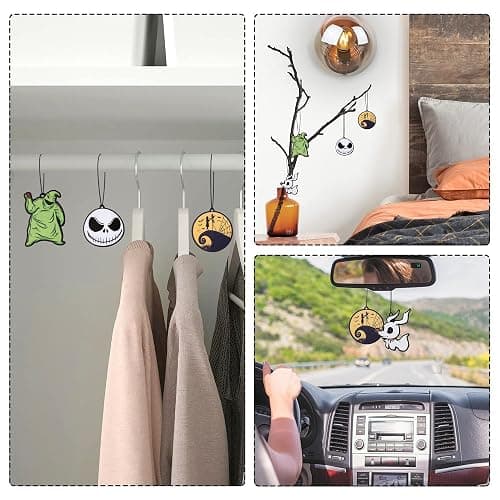AccontOche 4Pcs Nightmare Sally Theme Car Air Freshener Hanging Fragrance Chips Zombie Bride Ghost Rearview Mirror Pendant Essential Oil Diffuser Hanging Scent Car Accessories Decor thumbnail 8