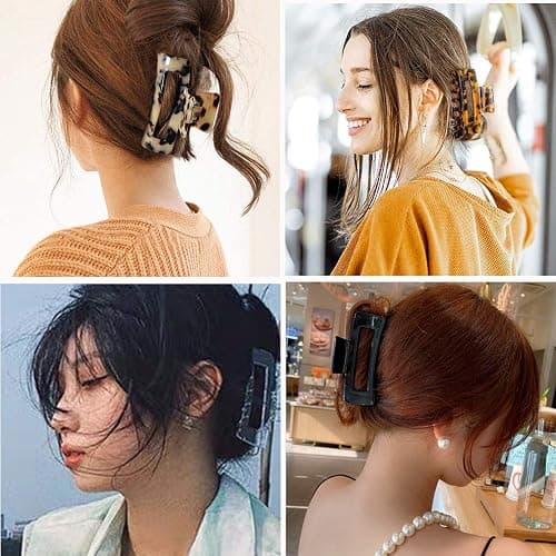 Aaiffey 4PCS Hair Claw Clips, Non-Slip Tortoise Hair Jaw Clips, Leopard Stylish Hair Clamps,Strong Hold for Thick Thin Curly Hair Styling Accessories for Women Girls thumbnail 5