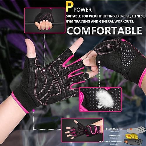 MOREOK Workout Gloves Padded Weight Lifting Gloves for Men/Women, [3MM Gel] Fingerless Grip Gym Gloves Fitness Gloves for Exercise,Hanging,Weightlifting, Cycling, Pull ups, Rowing thumbnail 5