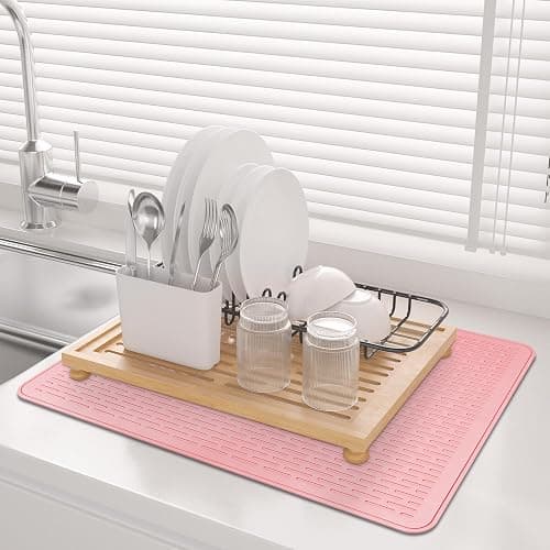 Stove Top Cover for Electric Stove - Food Grade Ceramic Stove top Cover, Silicone XXL Dish Drying Mat, Glass Cooktop Covers, Flat RV Range top Mats (Pink,28x20) thumbnail 3