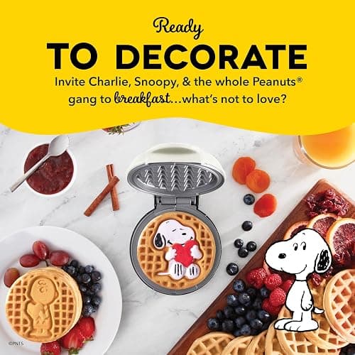 Dash MultiMaker® Mini System Removable Plate Set - Ceramic, Nonstick Replacement Plates for Fun-Shaped Waffle Breakfast - Waffle Maker Not Included - 4-Inch - Two-Pack - Peanuts thumbnail 5