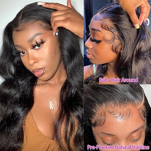 HANGFIRST 30 Inch 13x6 Body Wave Lace Front Wigs Human Hair Pre Plucked 180% Density HD Transparent Lace Frontal wig For Women Body Wave Wigs With Baby Hair thumbnail 2