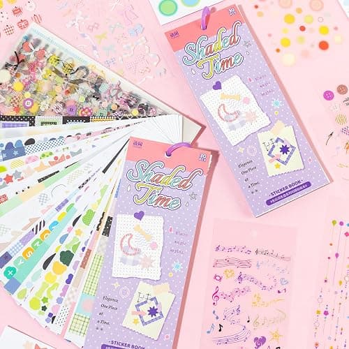 PRSTINCOL Cute Sticker Book, Dark Purple | 30 Sheets, Journaling and Scrapbooking Stickers, Letter and Pattern Self-Adhesive, For Planner, Bullet Journal, Scrapbook - Image 1