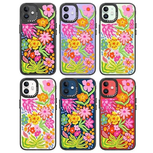 casevivid Compatible for iPhone 12 Case Cute Aesthetic - Durable Fashion Funny Phone Case - Girly Passion Flower Pattern Print Cover Design for Woman Girl 6.1 inches Black - Basic Case For iPhone 12 - Passion Flower thumbnail 7