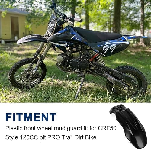 Motorcycle Front Wheel Mudguard, PSLER Dirt Bike Plastics Mud Guard, Crf50 Body Mudguard Kit for CRF50 Style 125CC Pit PRO Trail Dirt Bike, Black thumbnail 2