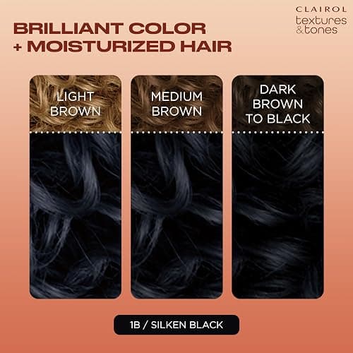 Clairol Textures & Tones Permanent Hair Dye, 1B Silken Black Hair Color, Pack of 1 thumbnail 4