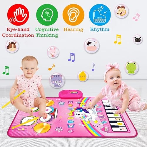 Toys for 1 Year Old Girl Gifts: Baby Music Mat Toddler Toys Age 1-2 - 3 in 1 Piano Drum Animal Touch Unicorn Toy - Infant Musical Toy 12-18 Months Babies Birthday Easter Gifts for 1 2 3 Year Old Girls thumbnail 6