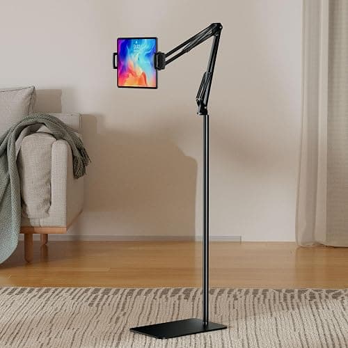 Tablet Floor Stand & Kindle Holder, Overhead Bed Reading Stand with 360° Rotatable Clamp and Height Adjustable Flexible Long Arm, Compatible with Kindle, iPad mini/Air/Pro, and 4.7-14 Inch Devices thumbnail 2