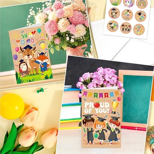 HOWAF 9pcs Kindergarten Graduation Cards Preschool Graduation Cards, 2026 Kindergarten Graduation Gift Card with Envelope Stickers for Kids Girls Boys 2026 Graduates, Congrats Grad Greeting Cards thumbnail 6