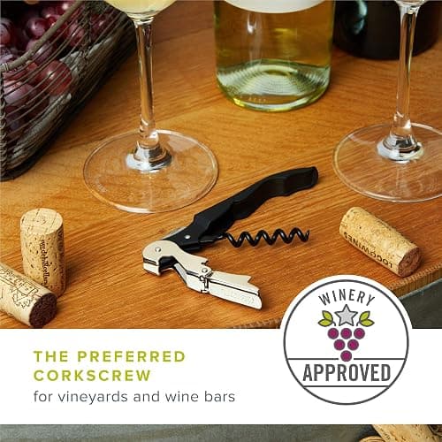 True TrueTap Double Hinged Waiter’s Corkscrew, Matte Black Wine Bottle Opener with Foil Cutter, Wine Key thumbnail 4