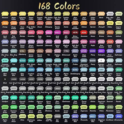 Caliart Markers, 168 Colors Dual Tip Art Markers Sketch Pens Permanent Alcohol Based, with Case for Adults Artists Drawing Illustration Sketching Coloring thumbnail 7