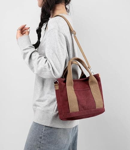 Small Tote Bag with Zipper Tote Bag for Women Canvas Crossbody Bag Shoulder Bag Satchel Hobo Bag Messenger Bag 2023 thumbnail 2