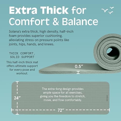 Retrospec Solana Yoga Mat Thick 1/2in Non-Slip Workout Mat with Nylon Strap - 72x24in Exercise Mat for Pilates, Stretching & Fitness - BPA Free, Easy Clean thumbnail 3