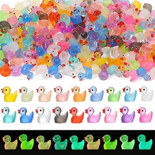 252Pcs Luminous Mini Resin Ducks, 18 Colors Tiny Duck Bulk Glow in The Dark Cute Tiny Ducks Resin Miniatures Fairy Garden Aquarium Dollhouse Landscape Decorations Mini Stuff Figures for Home Decor thumbnail 8