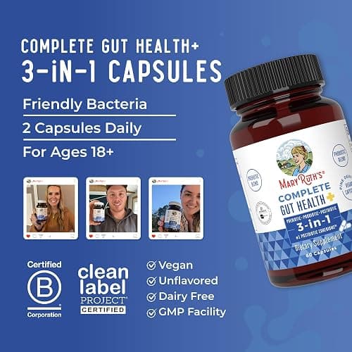 MaryRuth Organics Complete Gut Health+ Capsules | 5 Probiotic Blend | Butyrate | Corebiome® | Vegan Gut Support | Support Gastrointestinal Health & Microbiome | 2 Capsules Daily | 30 Servings thumbnail 8