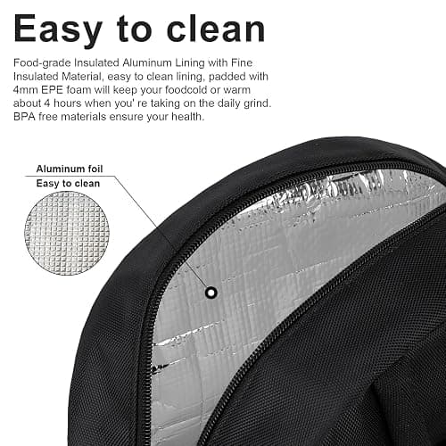 BALORAY Lunch Bag for Women Men Insulated Lunch Box for Adult Reusable Lunch Tote Bag for Work, Picnic or Travel (Solid Black) thumbnail 6