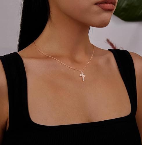 Robaice Upgraded Crown Cross Necklace for Women, 14K Gold Plated Crown Cross Pendant Necklace, Non-Tarnish Faith Jewelry for Women, Christian Religious Gifts for Her thumbnail 4
