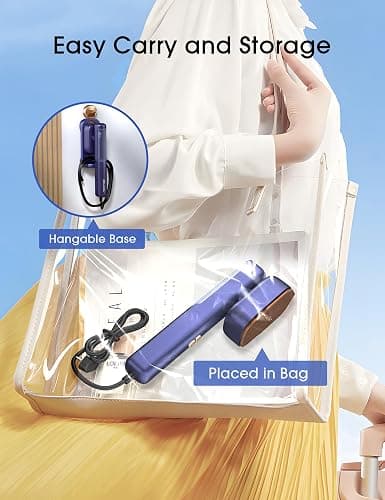 Travel Steamer for Clothes, Portable Mini Clothes irons, 120-240V Adaptive Voltage Clothes Steamer Handheld, Garment Steamer, 15s Heat Up, Adjustable Steam/Temperature - Blue thumbnail 7