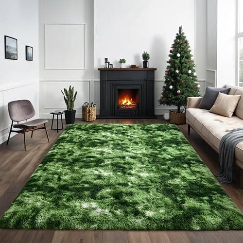 Nuttumico Fluffy Modern Area Rugs for Living Room Bedroom, 4x6 Feet Plush High Pile Dark Green Rug for Kids Girls Room Nursery Home Decor, Upgrade Non-Slip Girls Bedroom Soft Indoor Rug thumbnail 8