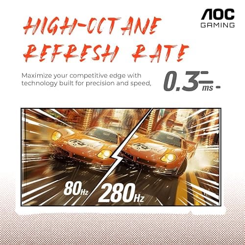AOC C27G4ZH 27" Curved Frameless Ultra-Fast Gaming Monitor, FHD 1080p, 0.3ms HDMI 240Hz/DP 280Hz, 1500R, AMD FreeSync, HDR, Height Adjustable, 3-Year Zero Dead Pixel Guarantee thumbnail 3