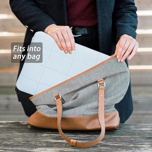 Linpr Puffy Laptop Sleeve 15-16 Inch Matte Blue, Waterproof Carrying Case Bag for Women, Fluffy Computer 15.6 HP Case, Compatible with MacBook Pro 16 Inch, MacBook Air M2 M1, Asus/Dell XPS/Lenovo thumbnail 3