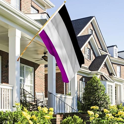 AhfuLife Asexual Flag - 3x5 Ft Rainbow Pride Flag for Outside - Double Side with Brass Eyelets for Asexual Party Decor, LGBT Pride Day Party Wedding Decorations thumbnail 2