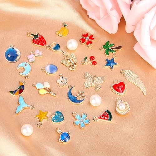 SANNIX 350Pcs Bracelet Charms Jewelry Making Charms Assorted Gold Plated Enamel Pendants for DIY Necklace Bracelet Earring Craft Supplies thumbnail 3