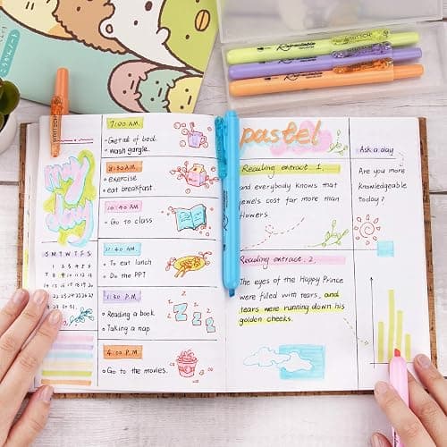 WRITECH Retractable Highlighters Assorted Colors: Chisel Tip Click Aesthetic Highlighter Marker Pens Pack Multi Colored Ink No Bleed Smear for Highlighting Journaling (6ct Pastel) thumbnail 2