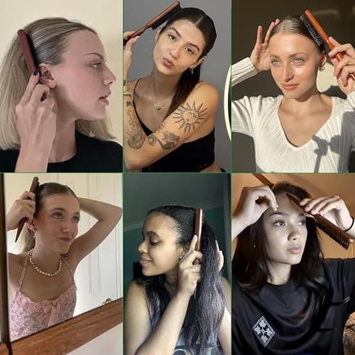 GranNaturals Teasing Boar Bristle Hair Brush for Women - Slick Back Comb with Rat Tail Pick for Hair Sectioning Used for Edge Control, Backcombing, Smoothing, and Styling Fine Hair to Create Volume thumbnail 8