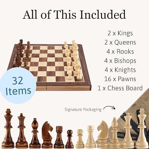 Jaques of London Large Chess Sets | 15" Chess Board | Premium Wooden Set For Adults Luxury | Chess Set For Adults with Staunton Chess Pieces | Since 1795… thumbnail 3