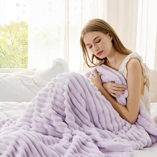 Bedsure Soft Throw Blanket for Couch Decor Gifts Lavender Fog 50"x60" | Birthday Gifts for Women Mom Her, Warm Lightweight Cozy Fluffy Throw Blanket Sofa, Dorm Room Home Decor, Machine Washable thumbnail 2