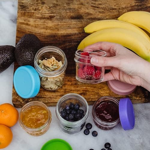 WeeSprout Glass Baby Food Storage Jars w/Lids (4 oz, 12 Pack Set) Snack, Puree, Reusable Small Containers, Breast Milk, Fridge or Freezer, Microwave & Dishwasher Safe, Essential Must Have for Infants thumbnail 2