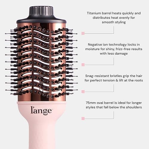 L'ANGE HAIR Le Volume 2-in-1 Titanium Brush Dryer Blush | Hot Air Blow Dryer Brush in One with Oval Barrel | Hair Styler for Smooth, Frizz-Free Results for All Hair Types (Blush - 75mm) thumbnail 2