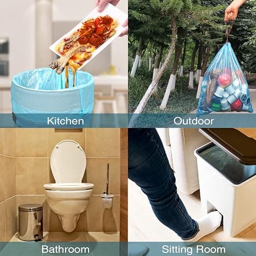 JOYEUX 2.6 Gallon Small Trash Bags, No-Tearing Drawstring Mini Garbage Bags for Bathroom Kitchen, Beachside Breeze Scent, 66 Count thumbnail 6