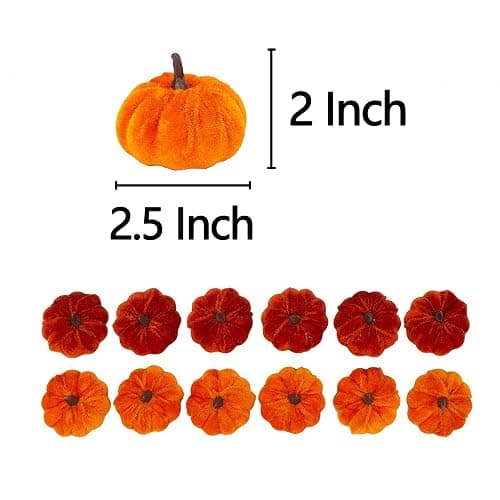 VGIA 12 Pcs Artificial Pumpkins Orange Velvet Pumpkins Fall Decorations Holiday Farmhouse Decorations Thanksgiving Decorations for Home and Tabletop thumbnail 3