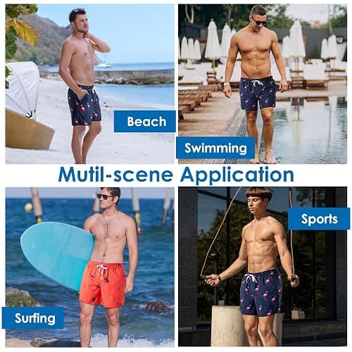 XOMZG Men's Swim Trunks，Mesh Lining Quick Dry with Pockets Beach Shorts Hawaiian thumbnail 2