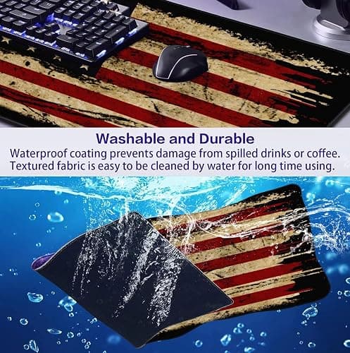 US Flag Anti Slip Waterproof Mouse Mat, Laptop and Home Office Desk Mat | The Stitched Edge Mouse Pad Is Made Of Fiber Woven Material And Environmentally Friendly Odorless Natural Anti Slip Rubber thumbnail 7