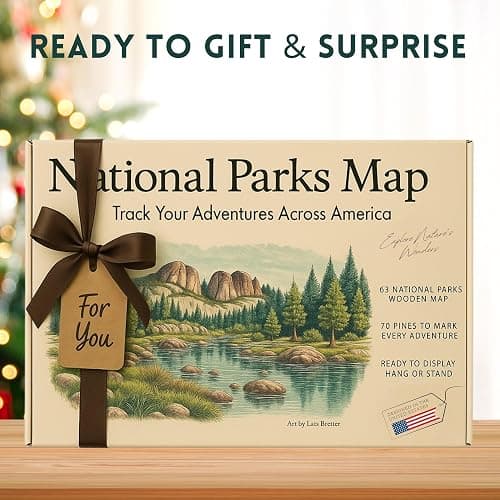 National Parks Map – USA Travel Tracker with Checklist, Pins & Stickers – Adventure Gift for Park Lovers, Couples & Families, Bucket List Wall Art Decor thumbnail 9