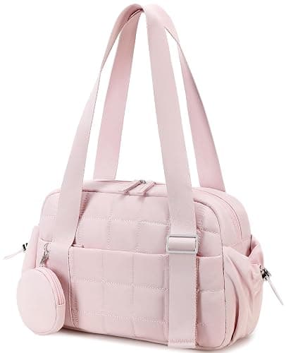 CAMTOP Mini Gym Bag for Women, Small Gym Tote Bag Puffy Quilted Sports Duffel Bag with Wet Compartment and Coin Purse Duffel Bags Dance Yoga Workout Bag for Gifts - Image 1