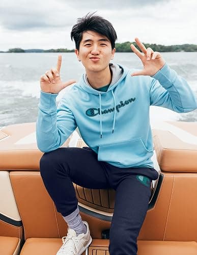 Champion Men's Fleece Script Logo Hoodie (Reg. Or Big & Tall) thumbnail 7