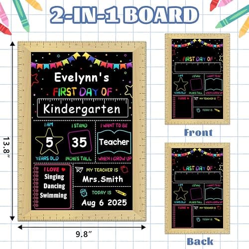 JUESMOS First & Last Day of School Sign with Ruler Frame | 9.8"x13.8" Back to School Board Sign for Kids Girls Boys Reusable 1st Day of School Chalkboard Sign for Kindergarten thumbnail 3