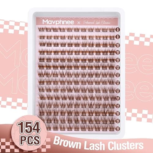 Brown Lash Clusters Natural Lash Extensions Wispy Eyelash Clusters 154 Pcs C Curl Lashes Clusters for Everyday Wear Beginner Friendly Dark Brown Cluster Eyelash Extensions by Mavphnnee - Brown thumbnail 2