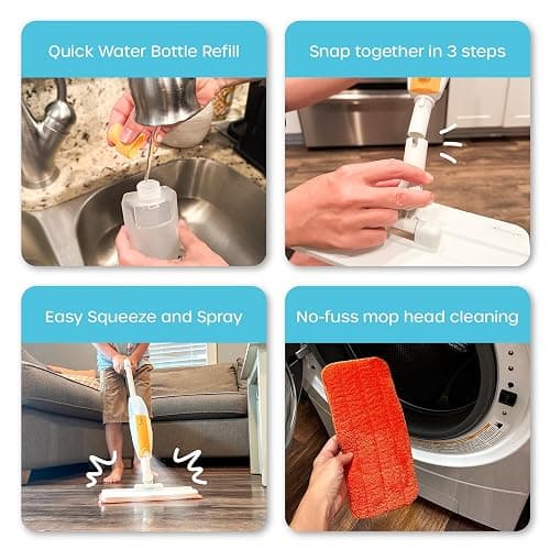 Quiggly Toy Spray Mop for Kids - Toddler Cleaning Set with Real Water Sprayer - Montessori Cleaning Set Mini Sweeper - Educational and Fun Kids Mop - Squeeze and Spray thumbnail 7
