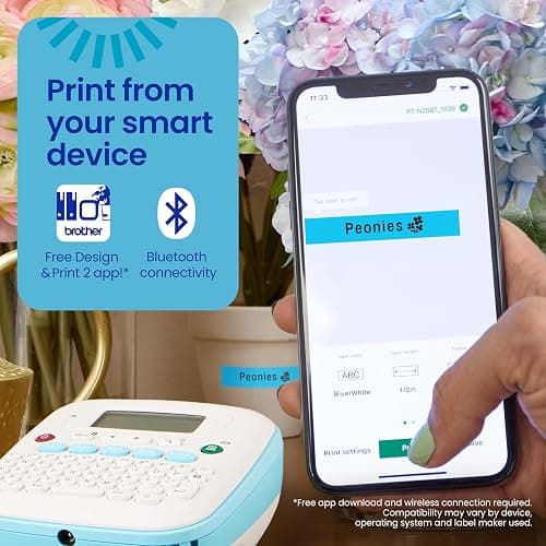 Brother P-Touch PT-N25BT Personal Connected Label Maker, Bluetooth, Design&Print2 app, Portable, Handheld and Prints with P-Touch Btag½â€ (12mm) Wide Color Label Tapes thumbnail 4