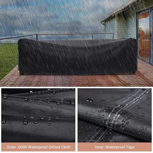 Heavy Duty Patio Furniture Covers Waterproof, Mrrihand Patio Furniture Outdoor Sectional Sofa Couch Set, Patio Table and Chair Set Cover 89.7" L×62.2" W×28.3" H thumbnail 5
