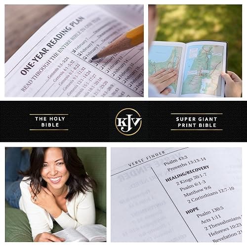 KJV Holy Bible, Super Giant Print Faux Leather Red Letter Edition - Thumb Index & Ribbon Marker, King James Version, Gray/Black (KJV Super Giant Print Editions) thumbnail 2