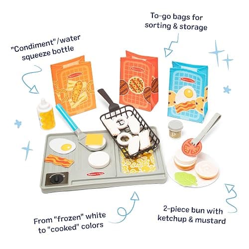 Melissa & Doug Flip & Fry Grill Play Set with Water Wow!® Kids Kitchen Playset with Color Changing Play Food, Preschool Toys for Girls & Boys Ages 3+ thumbnail 7